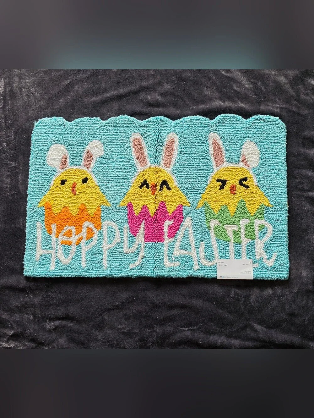 New Hoppy Easter Chicks Hook Accent Rug, 18x30, Home decor, blue, pink, yellow